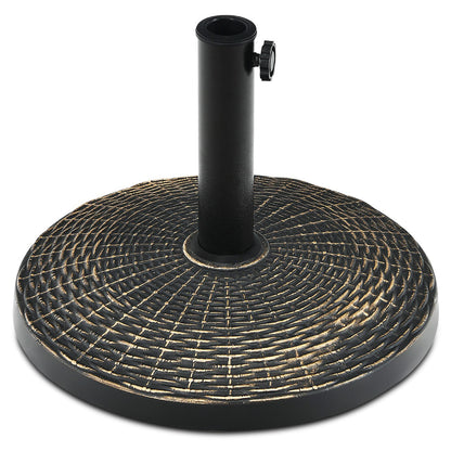 12kg Bronze Resin Patio Umbrella Base with Adjustable Knob and Rattan Design
