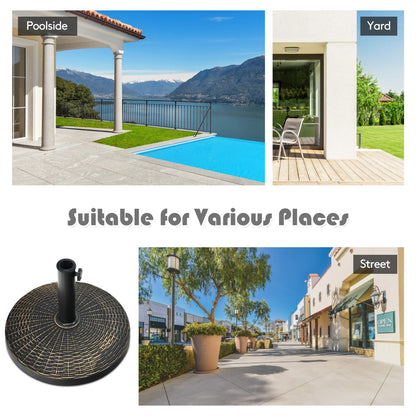 12kg Bronze Resin Patio Umbrella Base with Adjustable Knob and Rattan Design