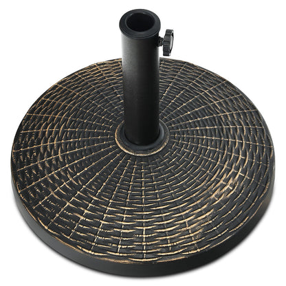12kg Bronze Resin Patio Umbrella Base with Adjustable Knob and Rattan Design