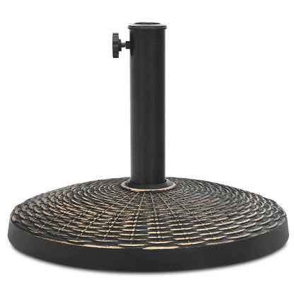 12kg Bronze Resin Patio Umbrella Base with Adjustable Knob and Rattan Design