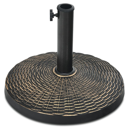 12kg Bronze Resin Patio Umbrella Base with Adjustable Knob and Rattan Design
