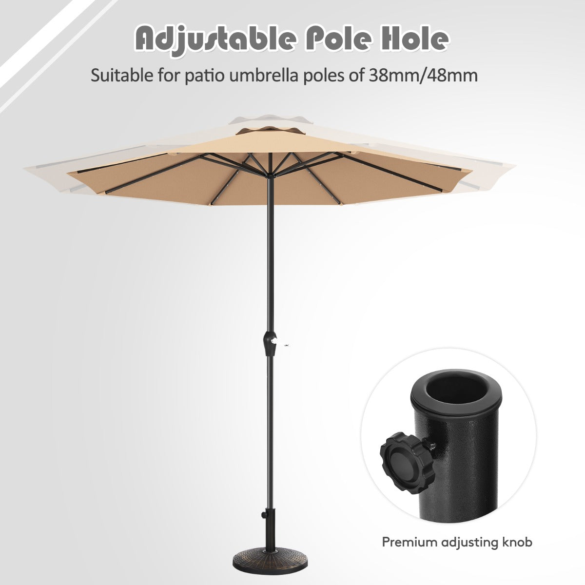 12kg Bronze Resin Patio Umbrella Base with Adjustable Knob and Rattan Design