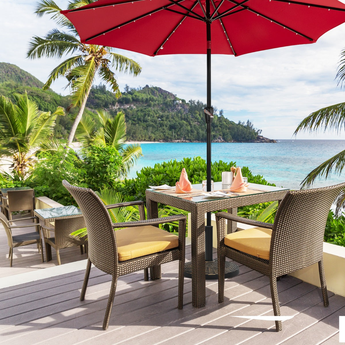 12kg Bronze Resin Patio Umbrella Base with Adjustable Knob and Rattan Design