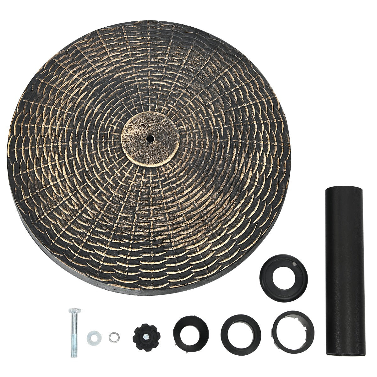 12kg Bronze Resin Patio Umbrella Base with Adjustable Knob and Rattan Design