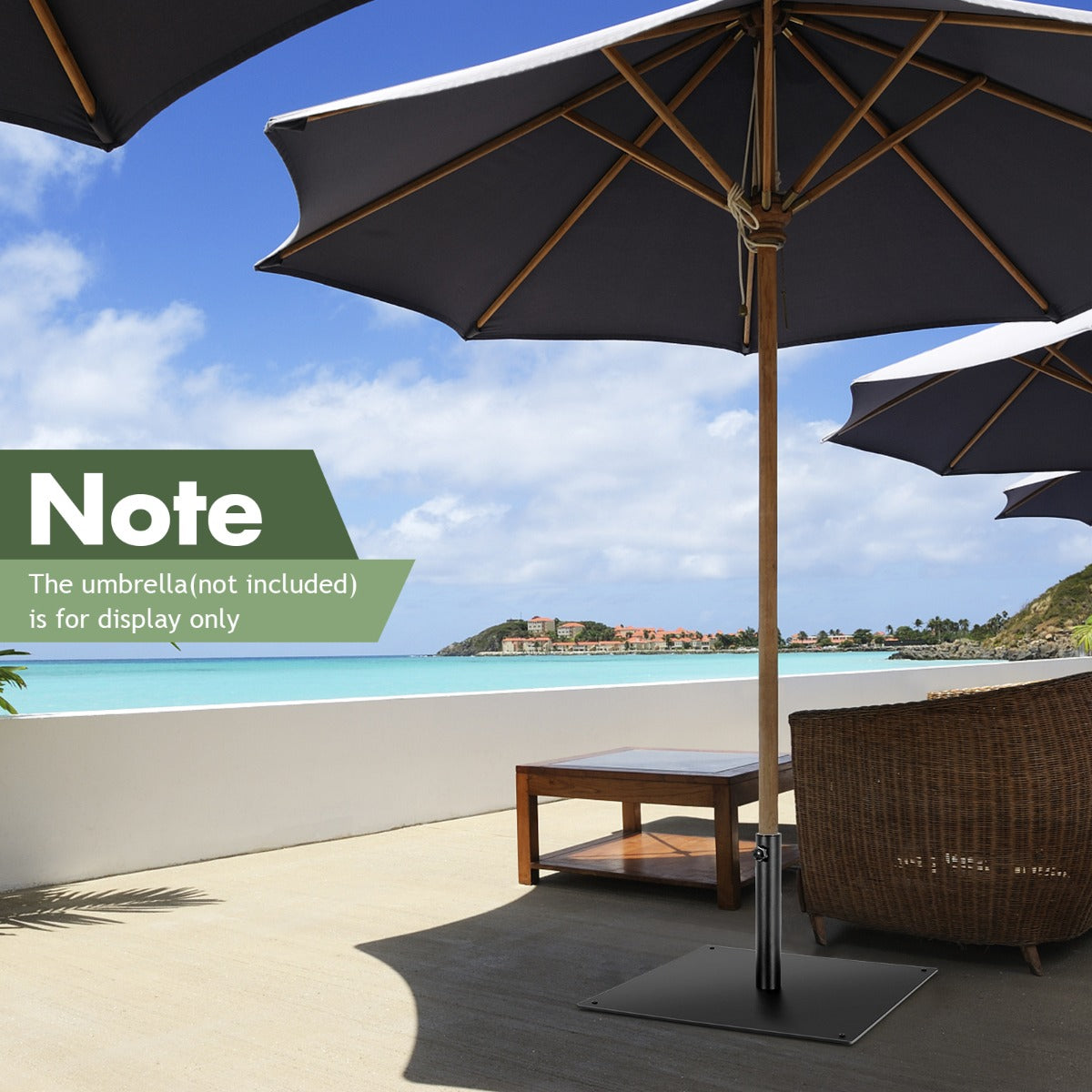 Patio Umbrella Base with 4 Adjustable Footpads and Adapters