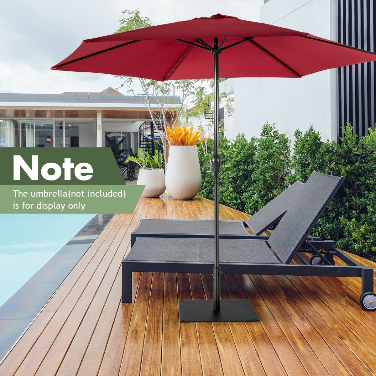 Patio Umbrella Base with 4 Adjustable Footpads and Adapters