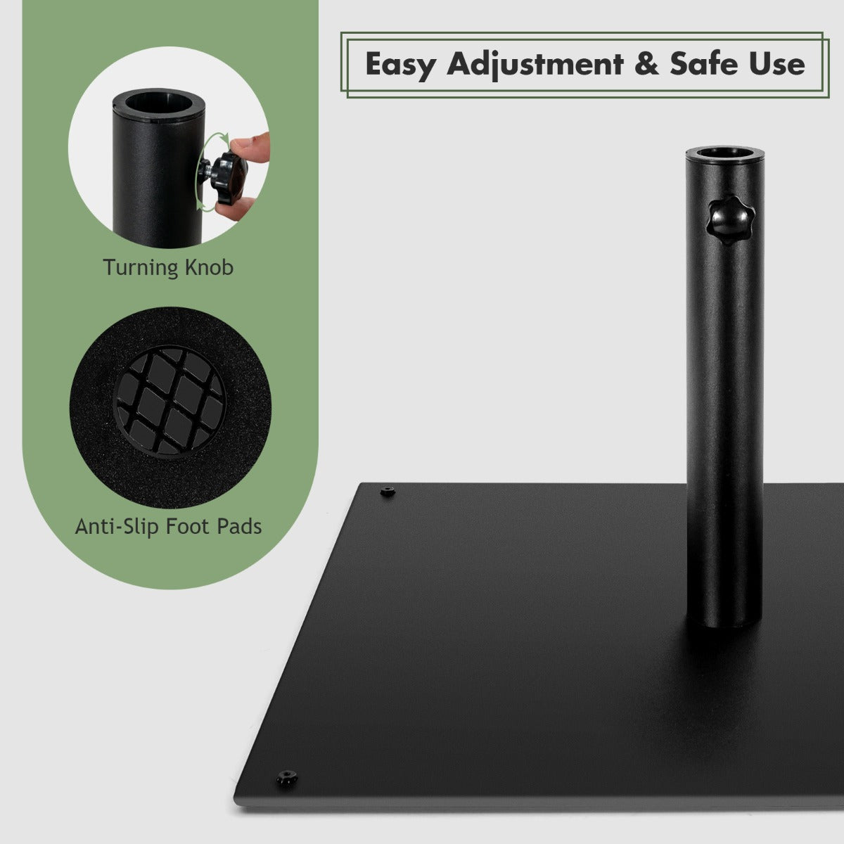 Patio Umbrella Base with 4 Adjustable Footpads and Adapters