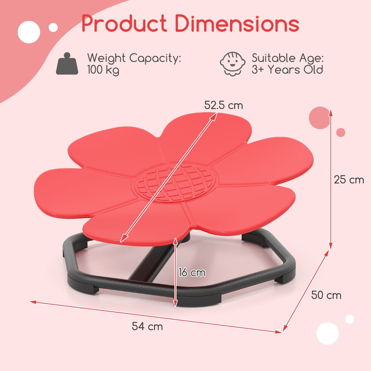 Petal Sensory Swivel Chair with Non-Slip Metal Base for Autistic Kids-Red
