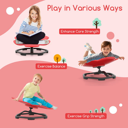 Petal Sensory Swivel Chair with Non-Slip Metal Base for Autistic Kids-Red