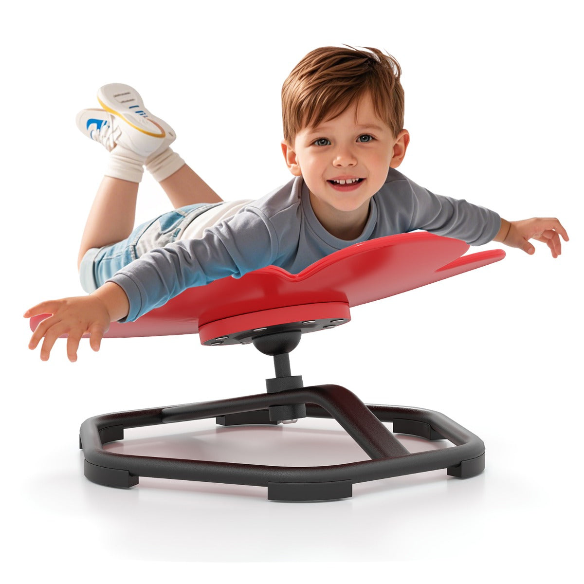 Petal Sensory Swivel Chair with Non-Slip Metal Base for Autistic Kids-Red