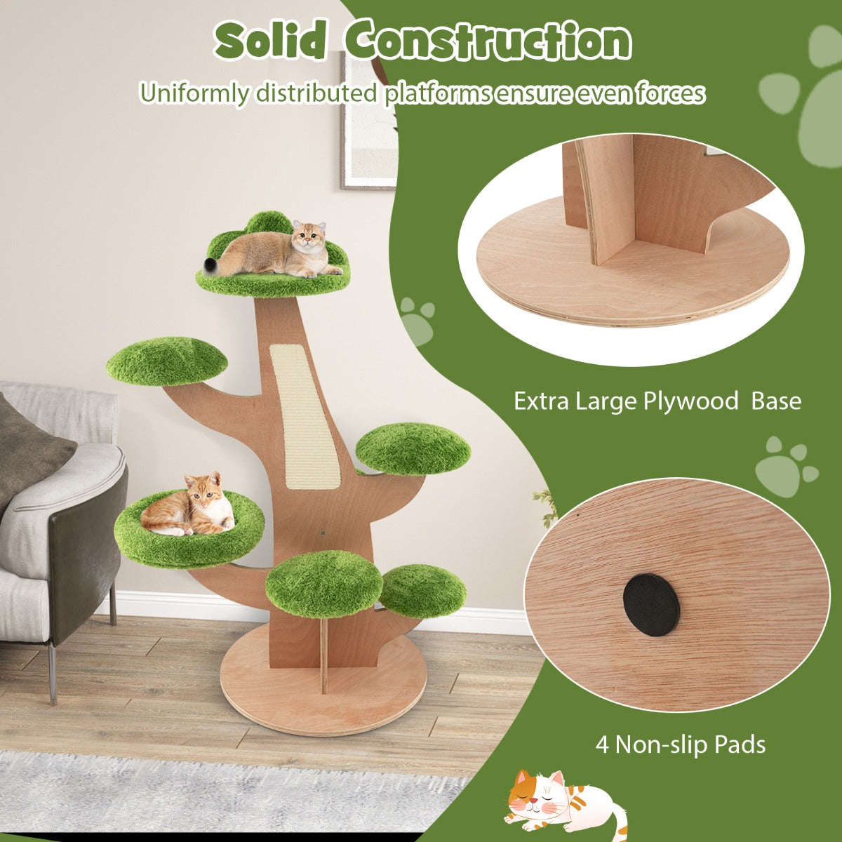 Costway 1.3M Pine Shape Cat Tree for Indoor Cats
