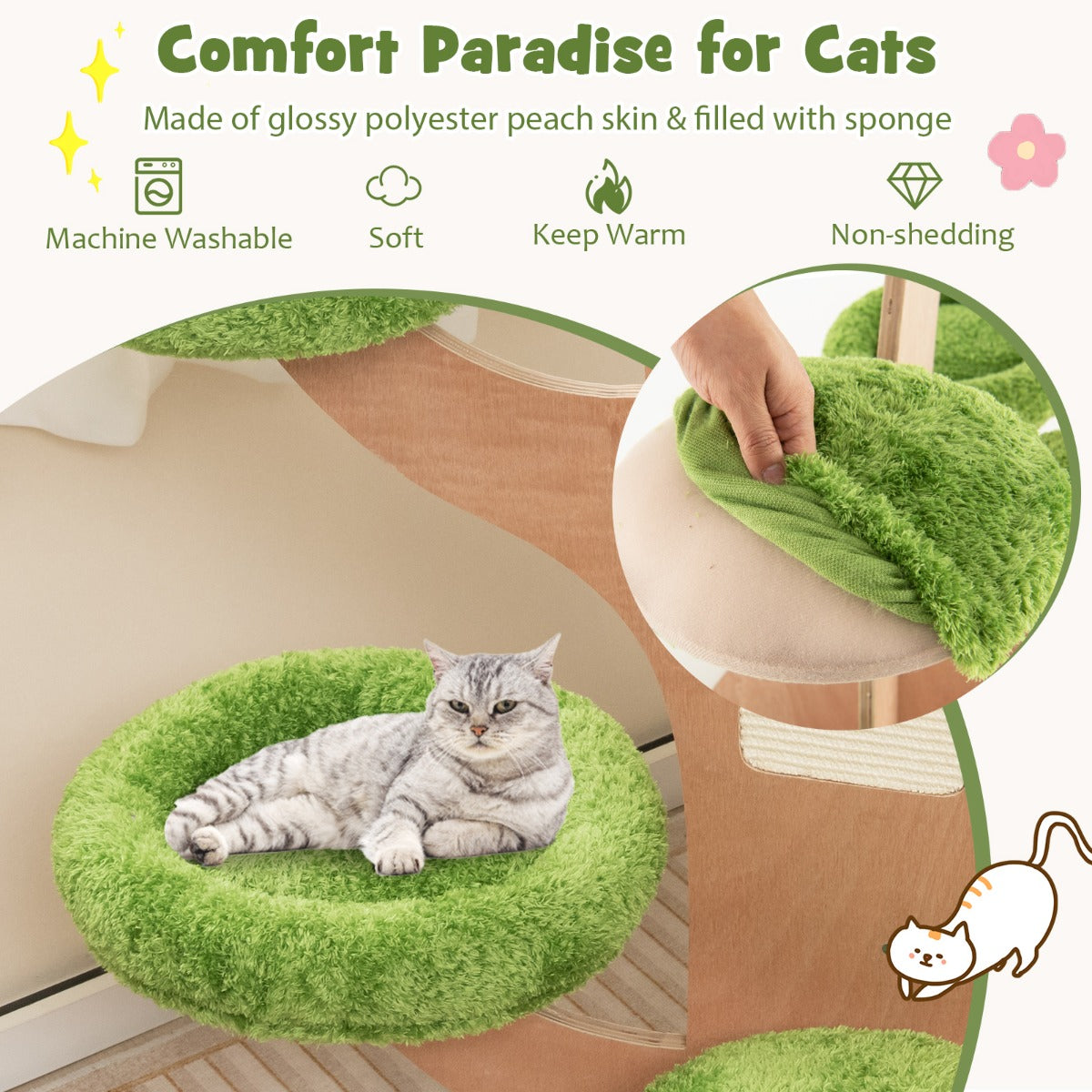 Costway 1.3M Pine Shape Cat Tree for Indoor Cats