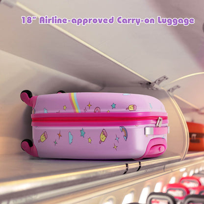 5 Piece Kids Luggage Set with Backpack and Neck Pillow &amp;amp; Name Tag-Pink