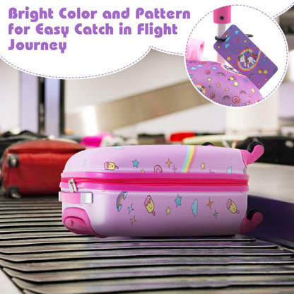 5 Piece Kids Luggage Set with Backpack and Neck Pillow &amp;amp; Name Tag-Pink