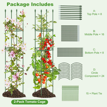 2-in-1 Plant Cage and Supports for Climbing Vines Flowers Potted Plants Vegetables Fruits