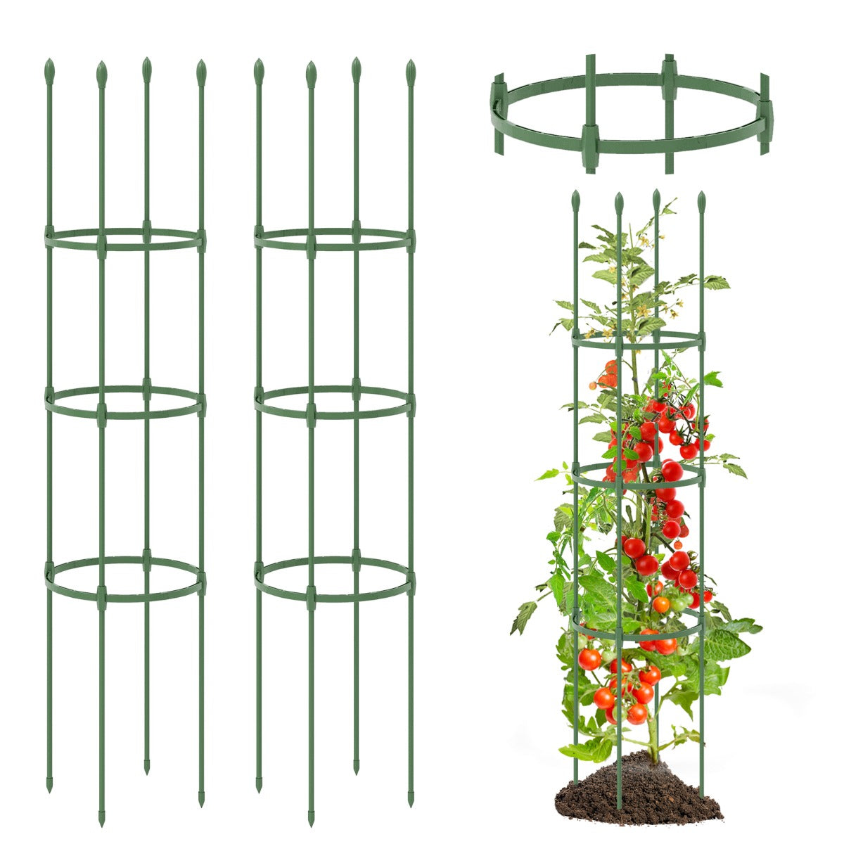 2-in-1 Plant Cage and Supports for Climbing Vines Flowers Potted Plants Vegetables Fruits