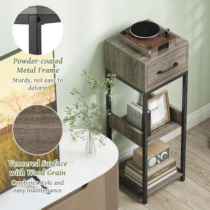 Costway 2 Pack 3 Tier Indoor Corner Tall Plant Stand with Drawer-Grey