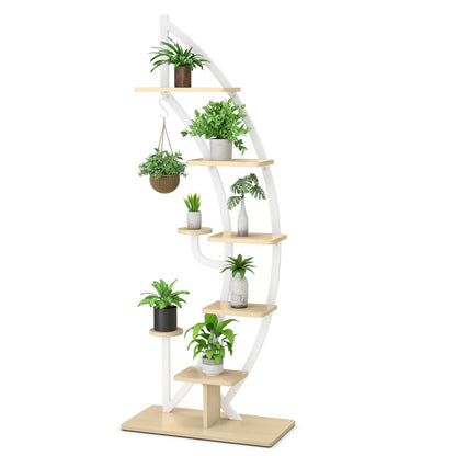 Costway 6-Tier Tall Metal Plant Stand Rack with Top Hook for Balcony/Living Room