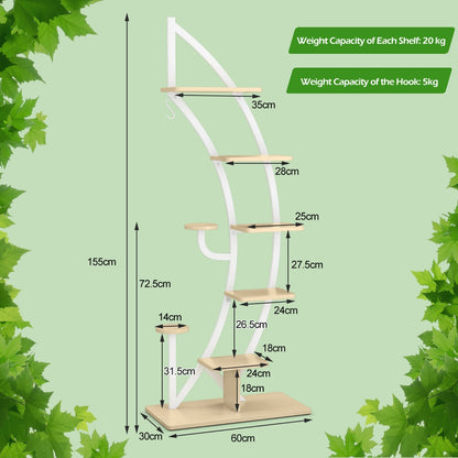 Costway 6-Tier Tall Metal Plant Stand Rack with Top Hook for Balcony/Living Room