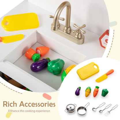 Play Kitchen for Kids with Storage and Stovetops for Children Ages 3+-White