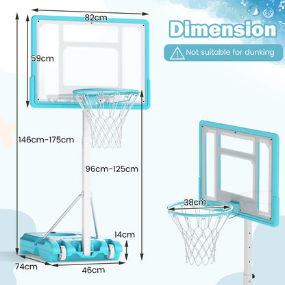 Pool Basketball Hoop with 82cm Shatterproof Backboard-White