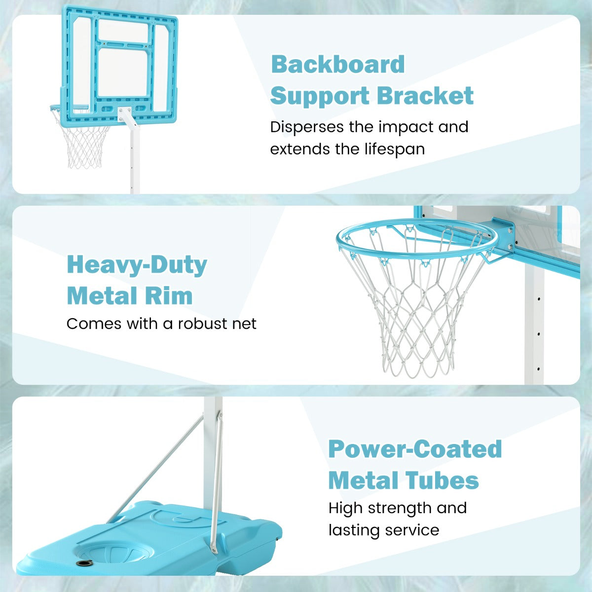 Pool Basketball Hoop with 82cm Shatterproof Backboard-White