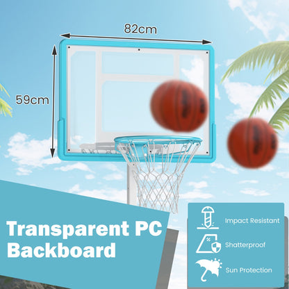 Pool Basketball Hoop with 82cm Shatterproof Backboard-White