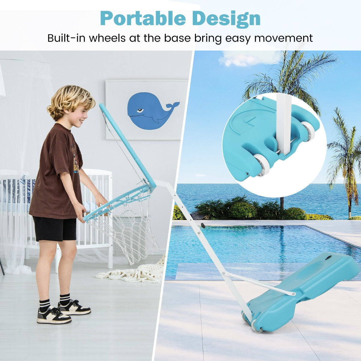 Pool Basketball Hoop with 82cm Shatterproof Backboard-White