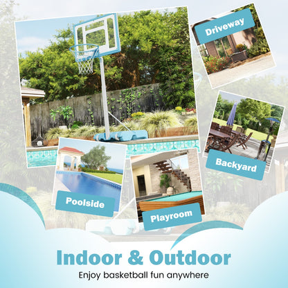 Pool Basketball Hoop with 82cm Shatterproof Backboard-White