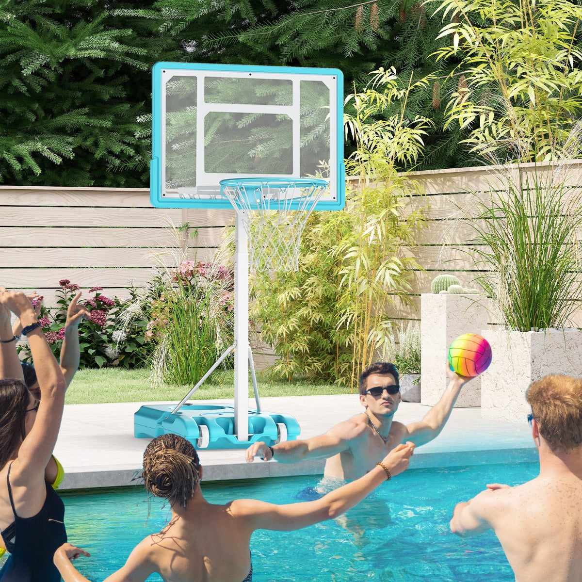 Pool Basketball Hoop with 82cm Shatterproof Backboard-White