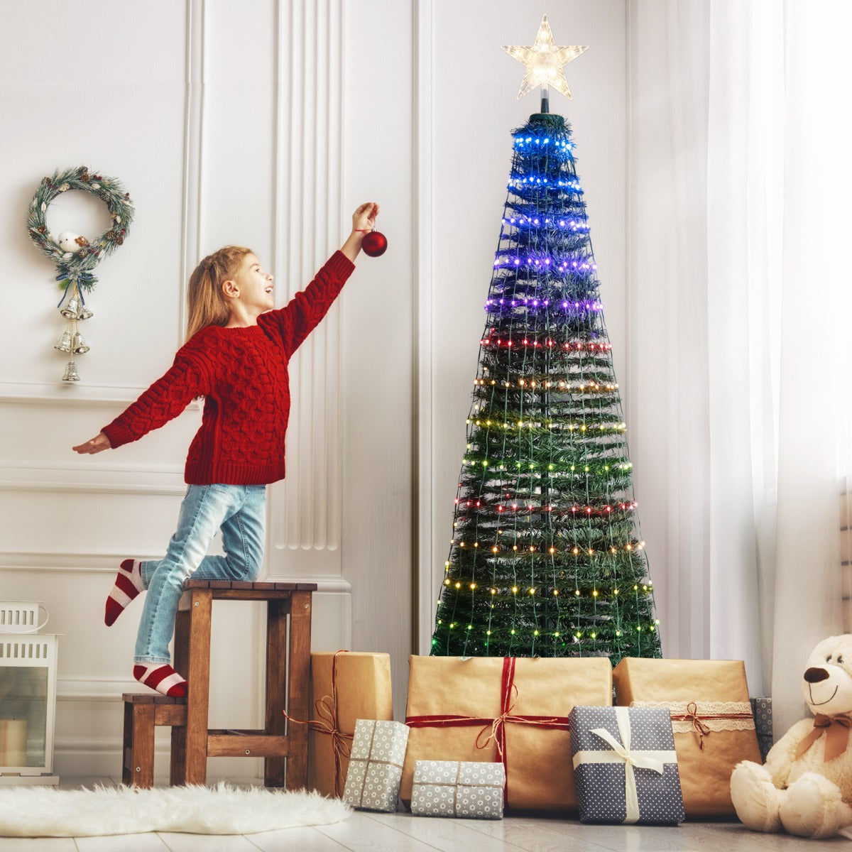 1.9m Smart Pop-up Christmas Tree with 12 Lighting Modes and Bluetooth Control
