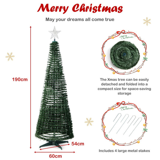1.9m Smart Pop-up Christmas Tree with 12 Lighting Modes and Bluetooth Control