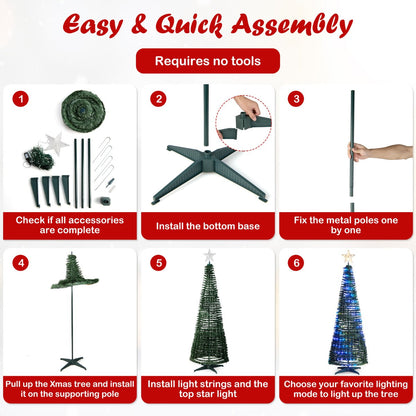 1.9m Smart Pop-up Christmas Tree with 12 Lighting Modes and Bluetooth Control