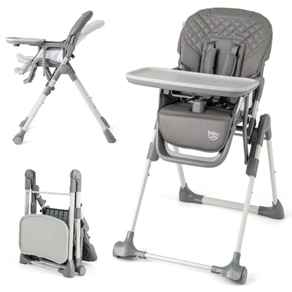 Portable Adjustable Highchair with Footrest and Detachable Tray-Grey