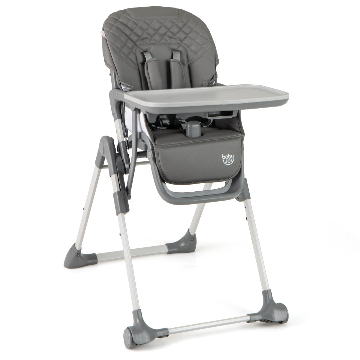Portable Adjustable Highchair with Footrest and Detachable Tray-Grey