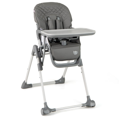 Portable Adjustable Highchair with Footrest and Detachable Tray-Grey
