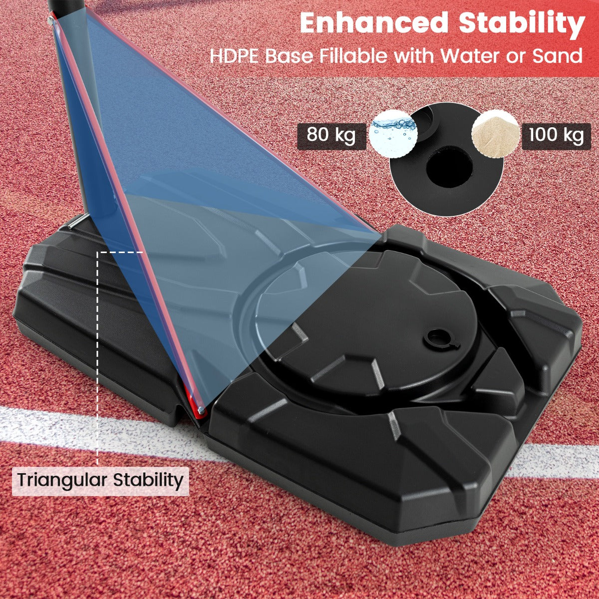 Portable Basketball Hoop with with 110cm Shatterproof Backboard and Wheels