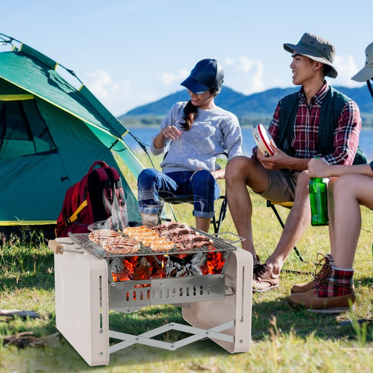 Food-grade stainless steel grill grids are dishwasher safe for convenient cleaning