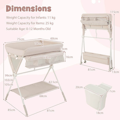 Portable Folding Baby Changing Table for Infant Newborn Nursery-Beige
