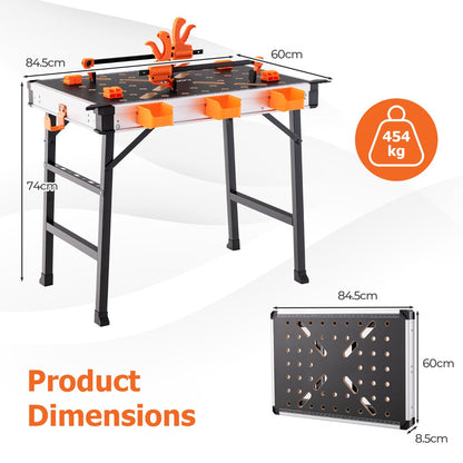 Portable Folding Work Table with 454 kg Capacity and Clamping System