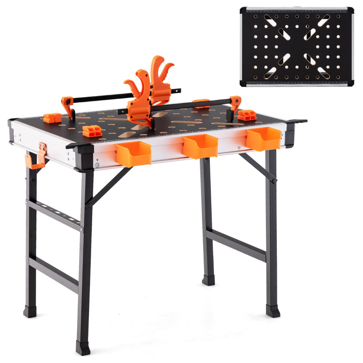 Portable Folding Work Table with 454 kg Capacity and Clamping System