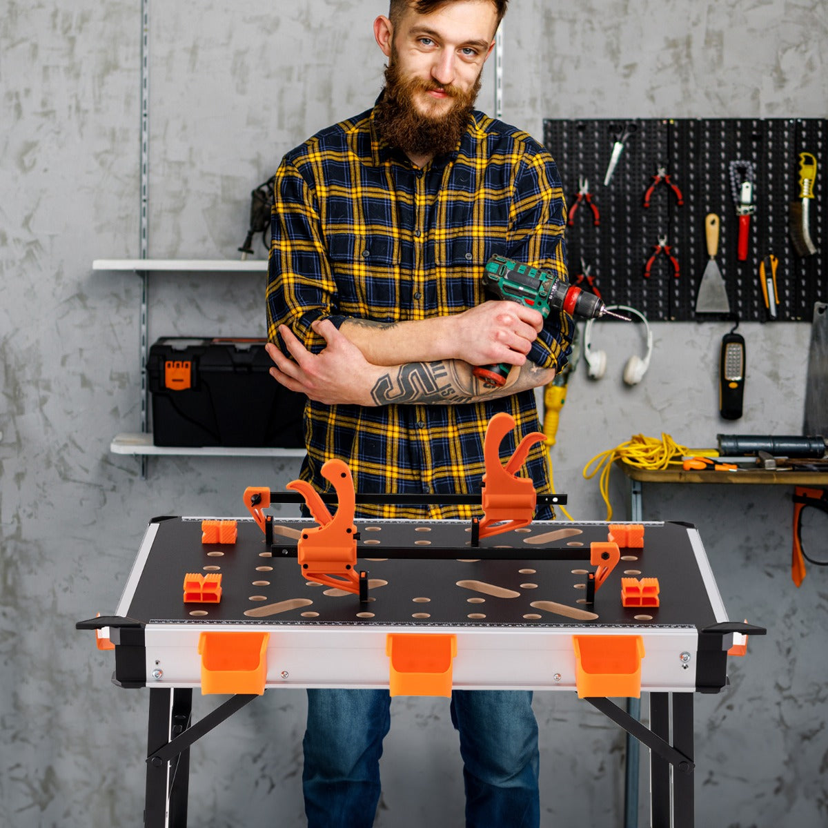 Costway 84.5cm Portable Folding Work Table with 454 kg Support