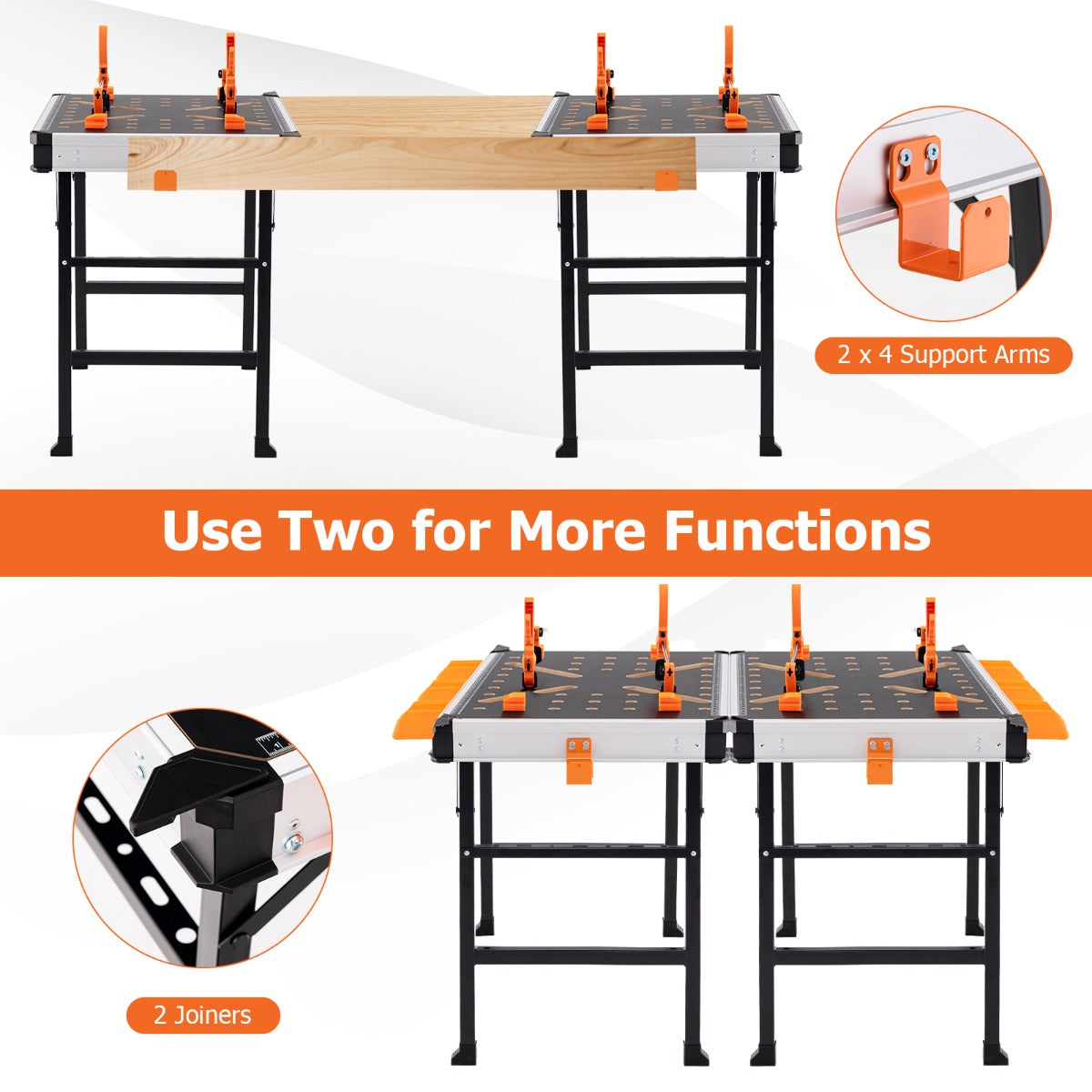 Portable Folding Work Table with 454 kg Capacity and Clamping System