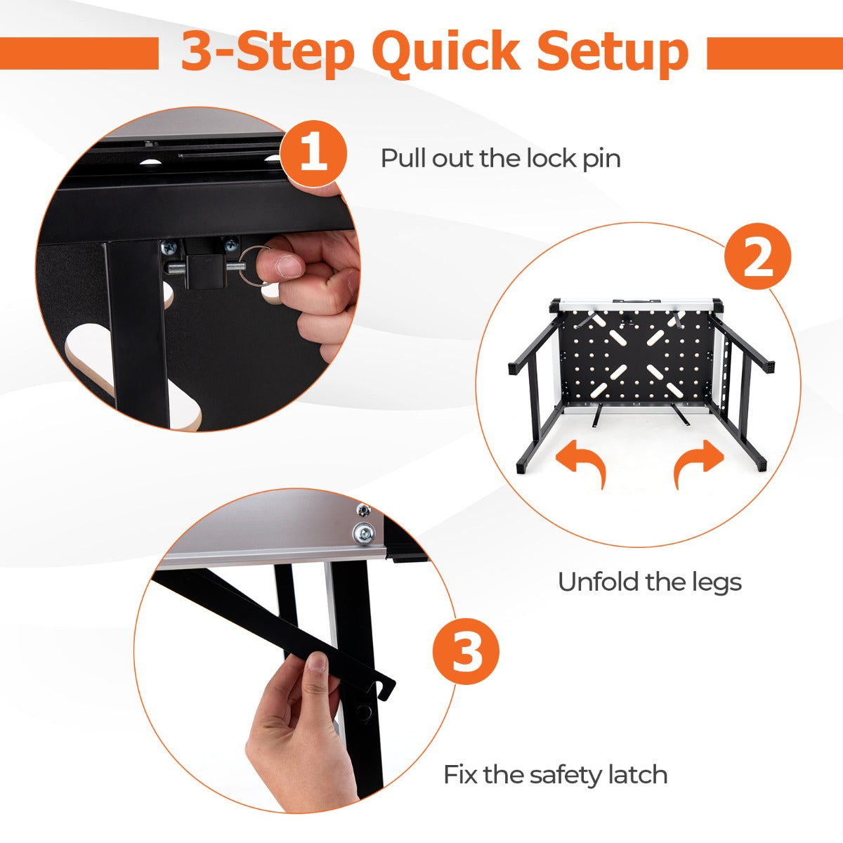 Costway 84.5cm Portable Folding Work Table with 454 kg Support
