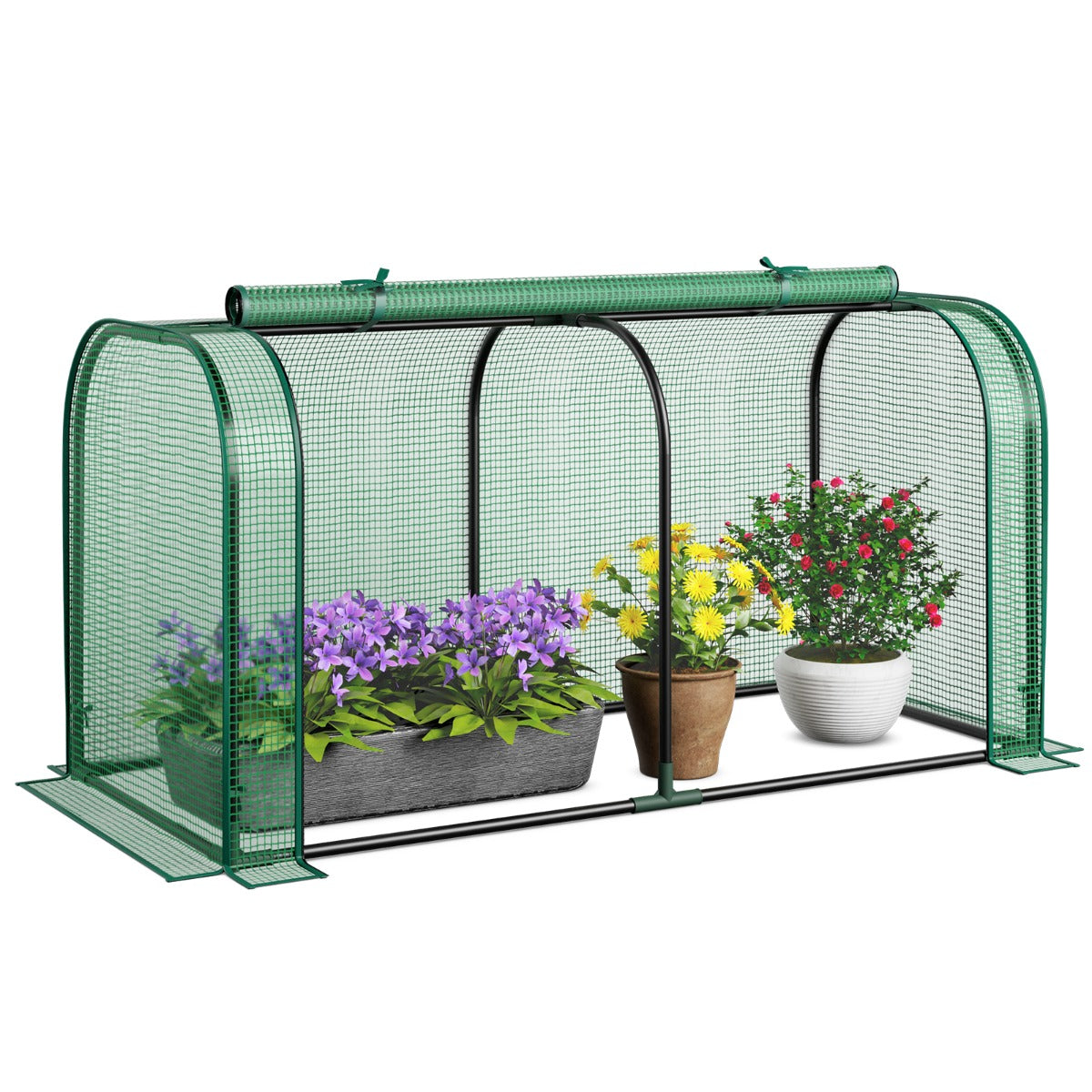 Outdoor Indoor Portable Garden Patio Mini Tunnel Greenhouse-Green