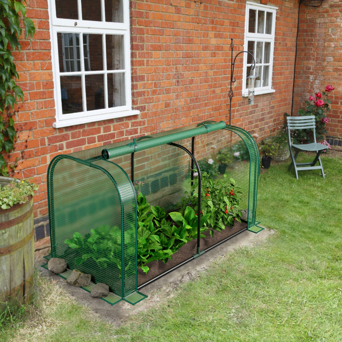 Outdoor Indoor Portable Garden Patio Mini Tunnel Greenhouse-Green