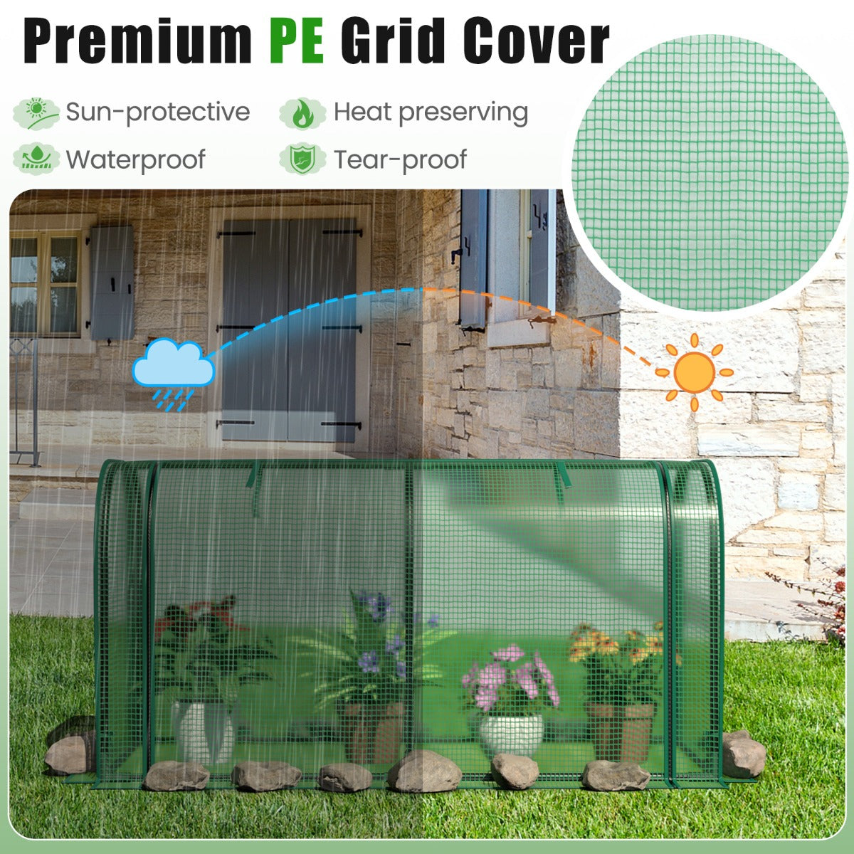 Outdoor Indoor Portable Garden Patio Mini Tunnel Greenhouse-Green