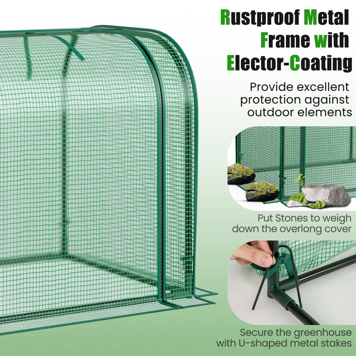 Outdoor Indoor Portable Garden Patio Mini Tunnel Greenhouse-Green