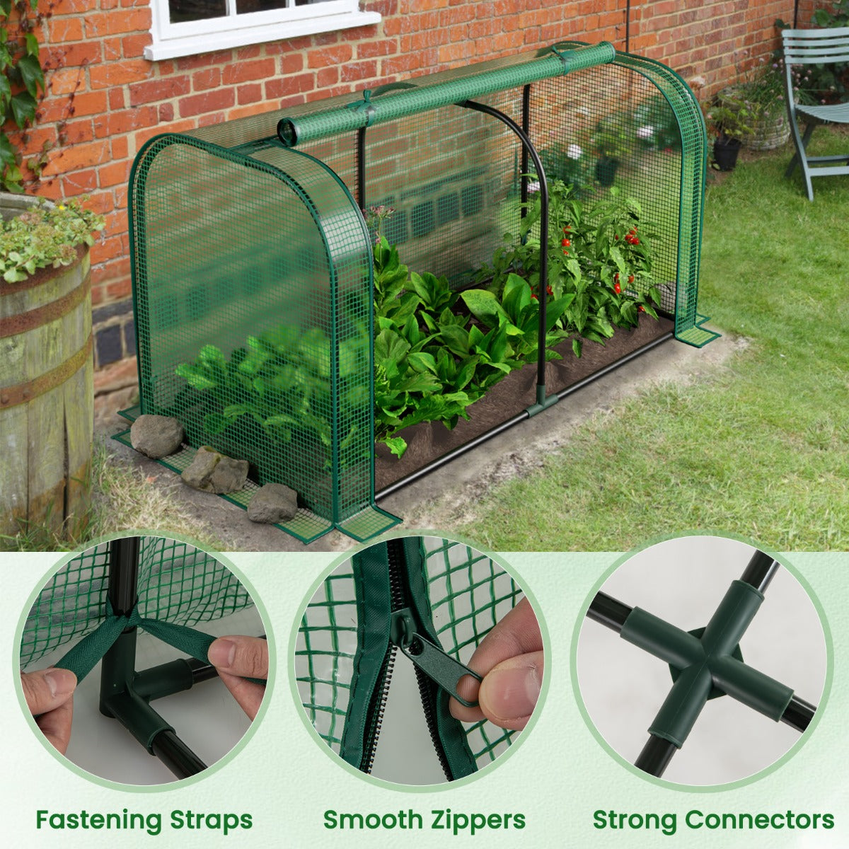 Outdoor Indoor Portable Garden Patio Mini Tunnel Greenhouse-Green
