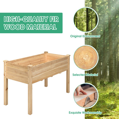 Elevated Wooden Raised Garden Bed with Mini Greenhouse-White